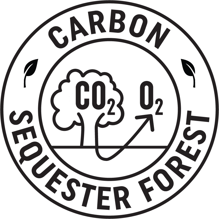 A green circle with the words carbon sequester forest in it.