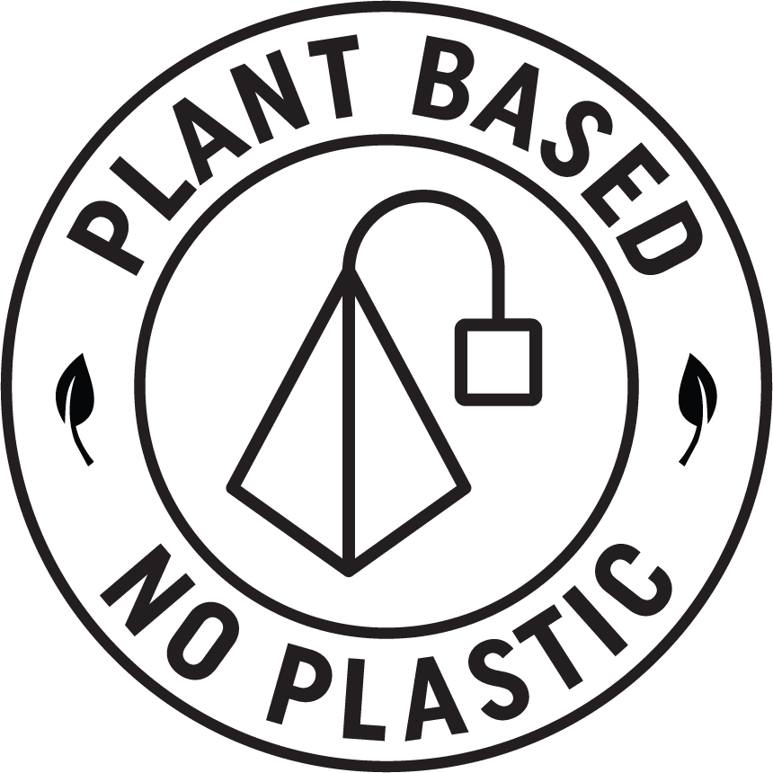 A green background with the words plant based no plastic.