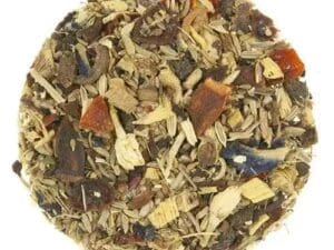 A round pile of tea with different flavors.