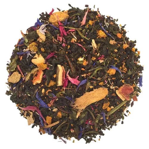 A pile of tea with different flavors and colors.