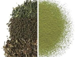 A picture of the same tea and matcha as it is made.