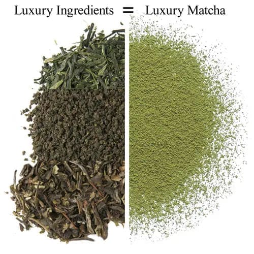 A picture of the same tea and matcha as it is made.