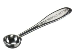 A metal spoon with the word " pastry ".