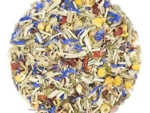 A plate of dried flowers and herbs