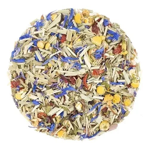 A plate of dried flowers and herbs