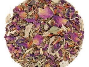 A pile of dried flowers on top of a white surface.